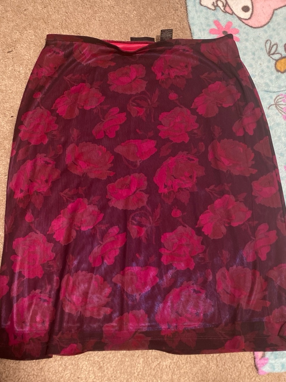 Burgundy Floral Midi Skirt